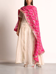 Pink Pure Georgette Leheriya Dupatta