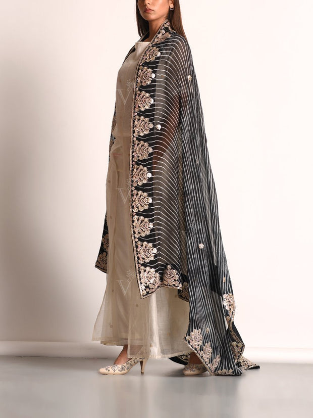 Black Leheriya Georgette Gota Patti Dupatta