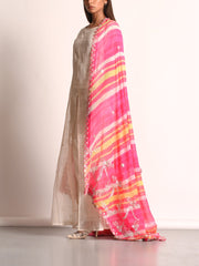 Light Pink Georgette Leheriya Gota Patti Dupatta