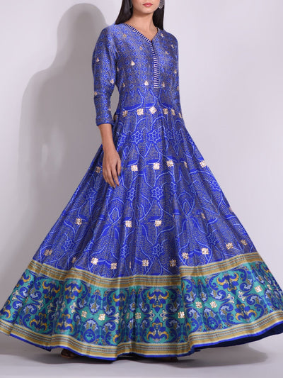 Blue Vasansi Silk Highlighted Gown