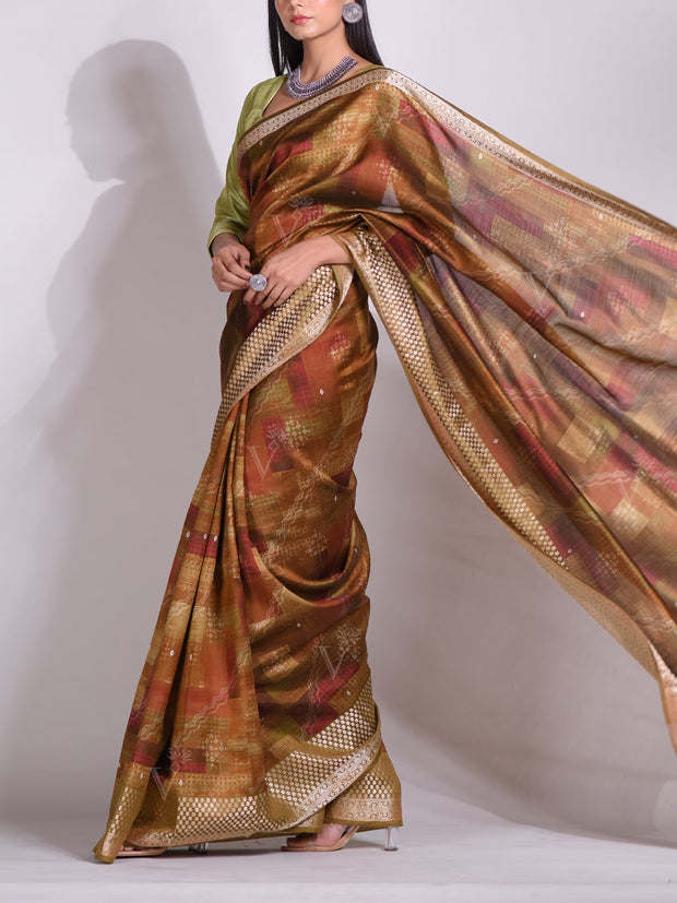 Green Tussar Printed Saree