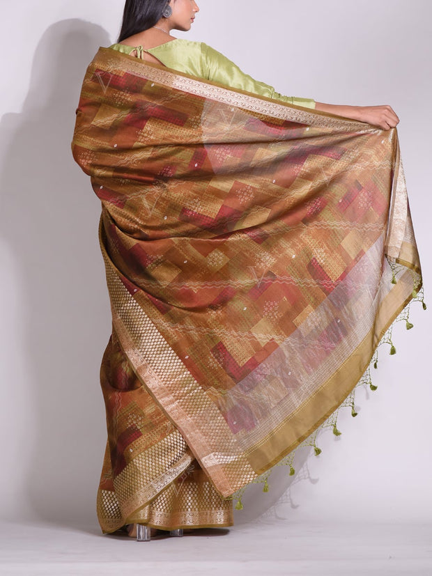 Green Tussar Printed Saree