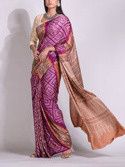 Purple Silk Bandhani Saree