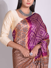 Purple Silk Bandhani Saree