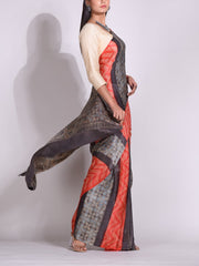 Rust Silk Bandhani Saree