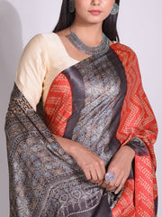 Rust Silk Bandhani Saree