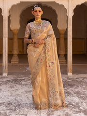 Beige Gota Patti Tissue Saree