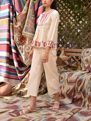 Beige Cotton Top and Pant Set