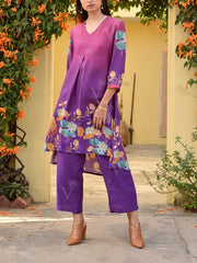 Purple Vasansi Silk Printed Co-ord Set