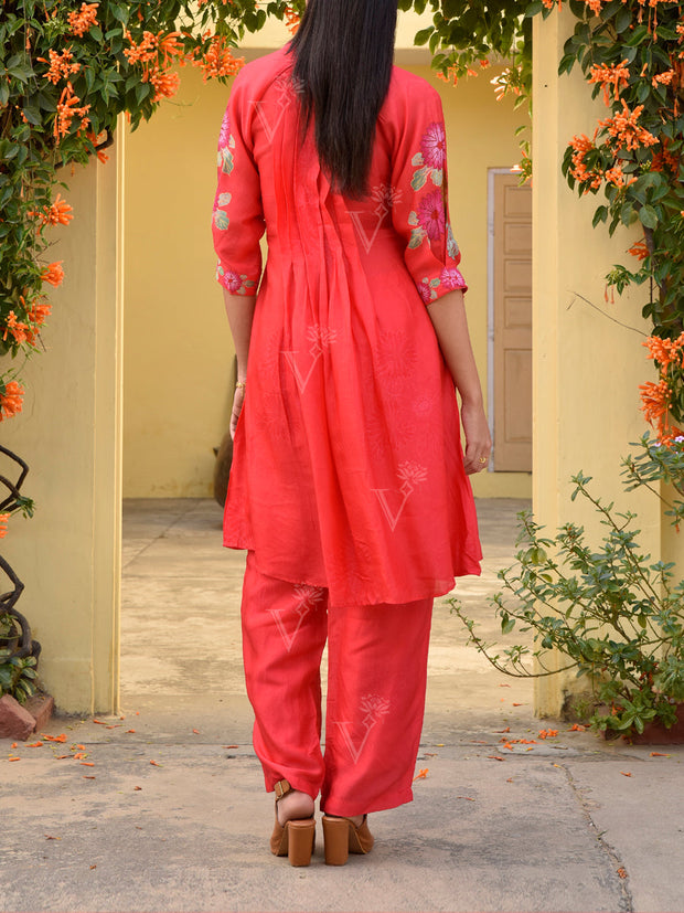 Scarlet Red Vasansi Silk Printed Co-ord Set