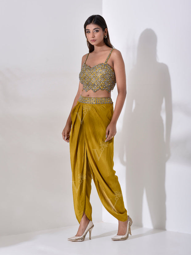 Yellow Silk Cape with Dhoti