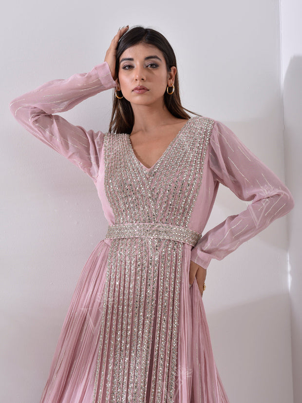 Baby pink Georgette Cocktail Gown