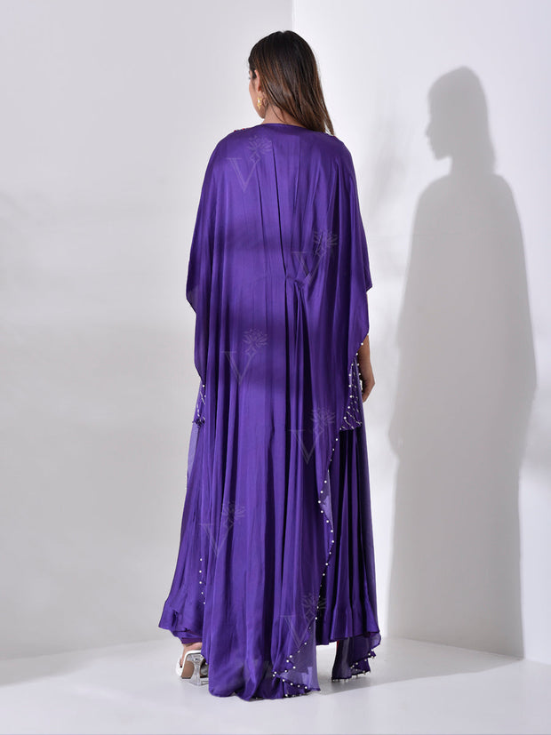 Purple Peplum Cape Set