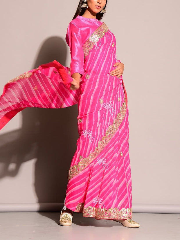 Pink Leheriya Saree