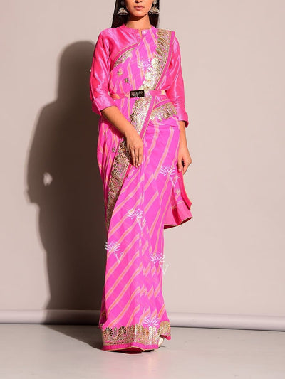 Pink Leheriya Saree