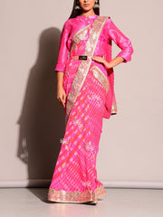 Pink Leheriya Saree