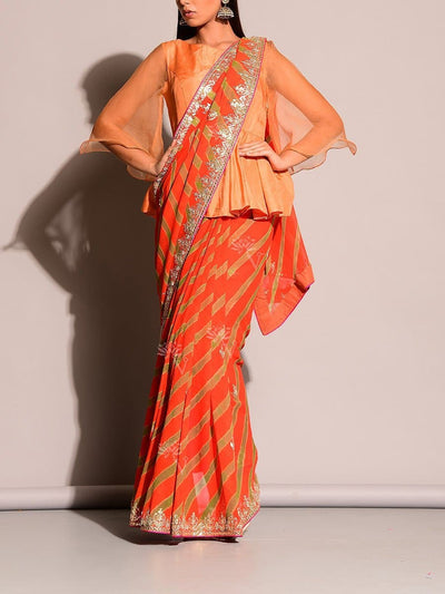 Orange Leheriya Saree