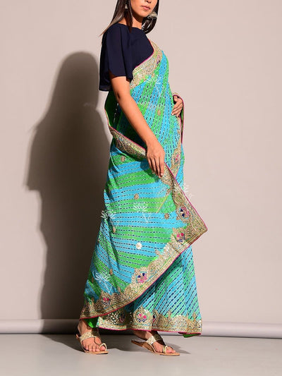 Green Leheriya Saree