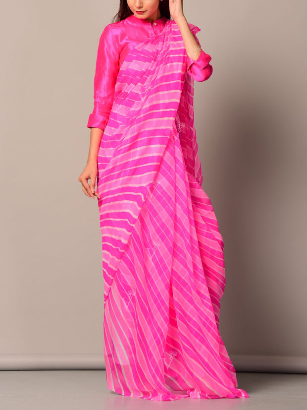 Pink Leheriya Saree