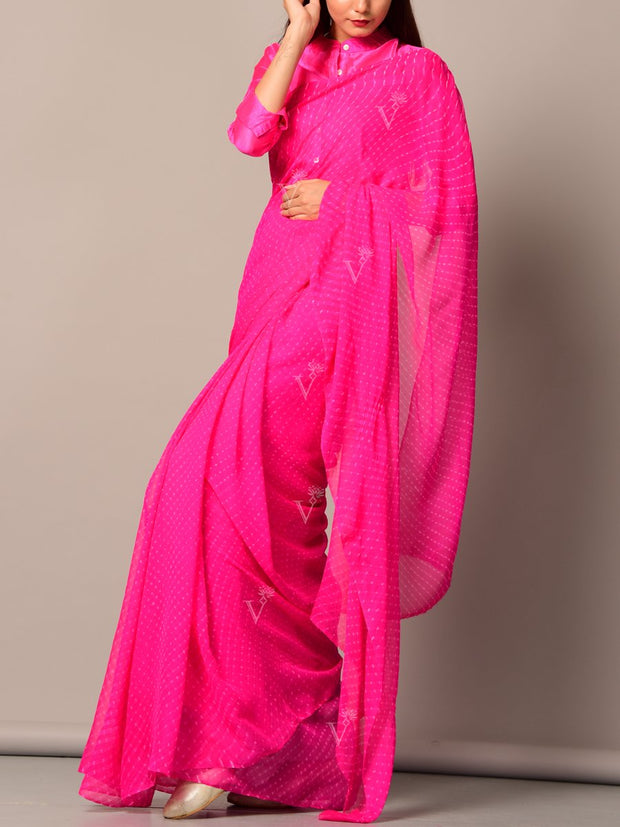 Pink Leheriya Mothda Saree