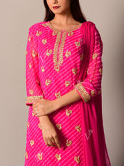 Pink Leheriya Suit Set