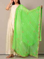 Green Leheriya Embroidered Dupatta