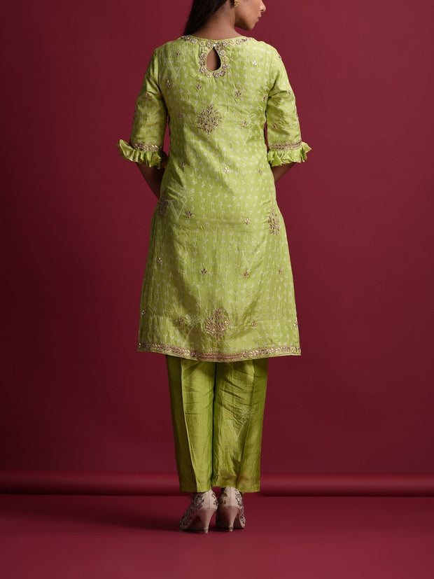 Green Silk Suit Set