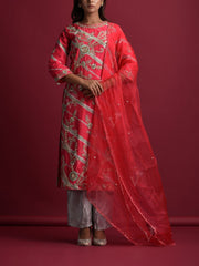 Red Silk Suit Set