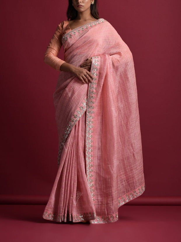 Rose Linen Gotta Patti Saree