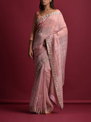 Pink Linen Gotta Patti Saree