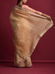 Golden Linen Gotta Patti Saree