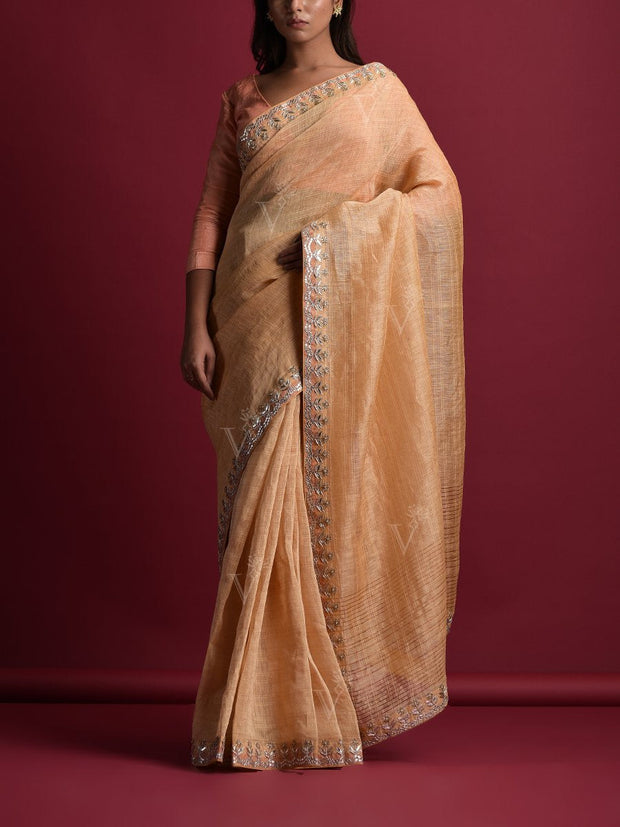 Gold Linen Gotta Patti Saree