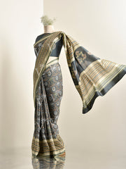 Grey Vasansi Silk Printed Saree