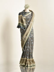 Grey Vasansi Silk Printed Saree