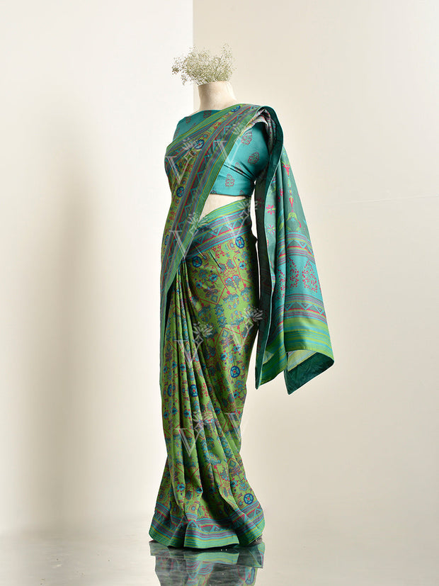 Green Vasansi Silk Printed Saree