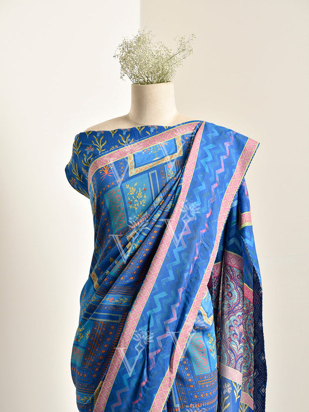 Blue Vasansi Silk Printed Saree