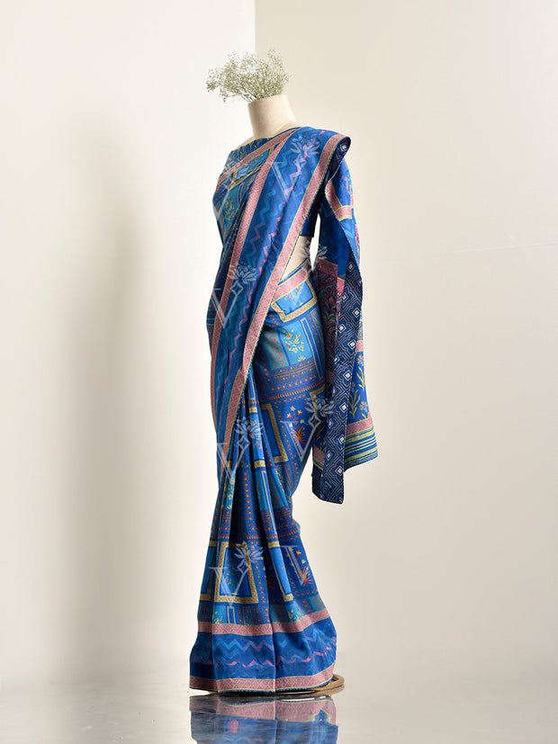 Blue Vasansi Silk Printed Saree