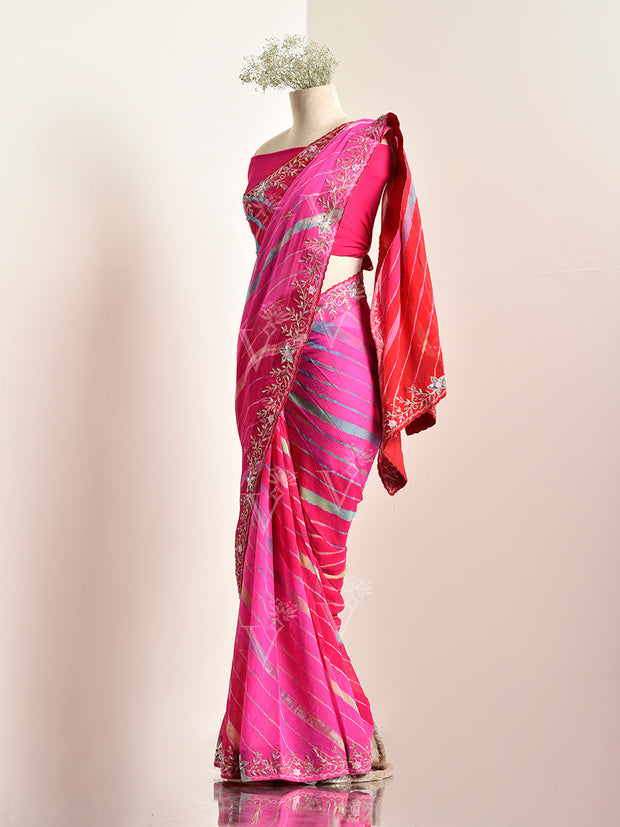 Multi Color Georgette leheriya Saree