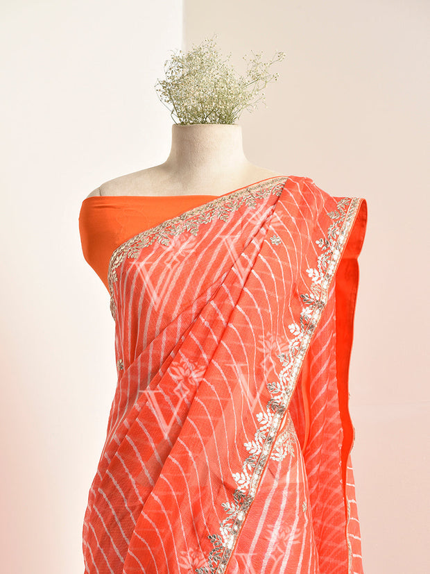 Orange Leheriya Saree