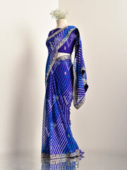 Blue Georgette leheriya Saree