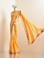 Yellow Tussar Silk Leheriya