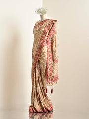 EK- Taar Resham Beige Georgette Saree