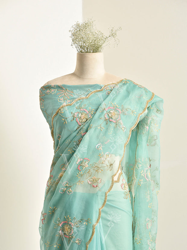 Sea Green Organza Saree