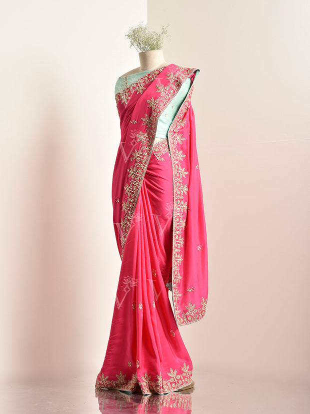 Rani Pink Silk Saree