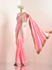 Pink Satin Silk Saree