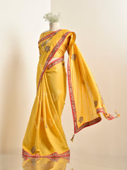 Yellow Tussar Silk Saree