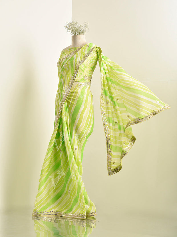 Green Leheriya Saree