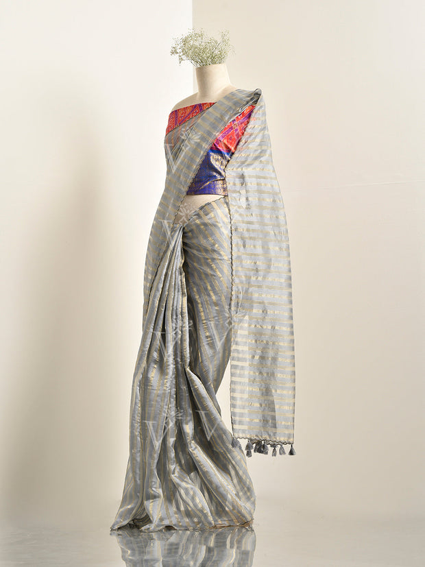 Grey Banarsi Silk Saree