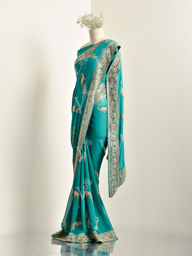 Green Georgette Saree