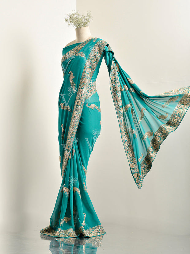 Green Georgette Saree